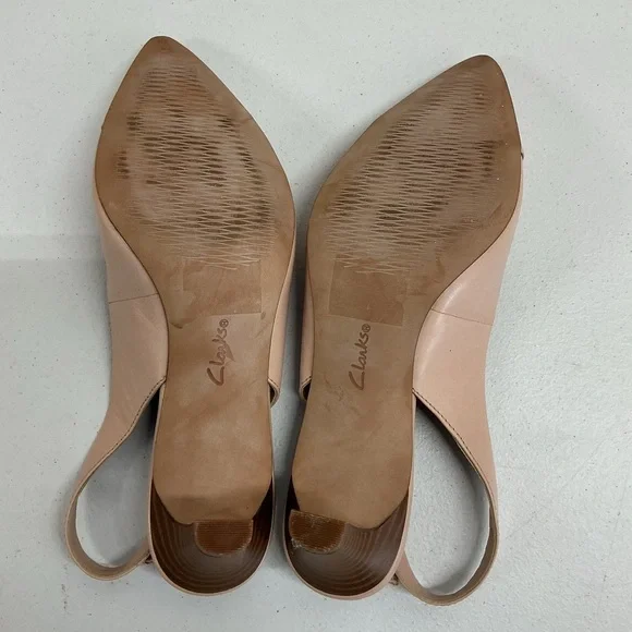 Clarks Collection Cushion Soft Slingback Heels Nude Blush Leather Women’s 9.5 - Picture 7 of 7